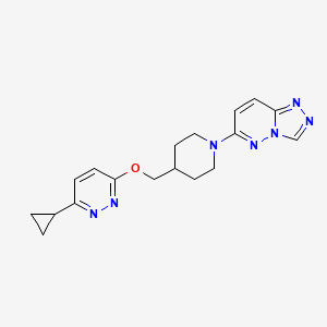 molecular formula C18H21N7O B2663362 3-Cyclopropyl-6-[(1-{[1,2,4]triazolo[4,3-b]pyridazin-6-yl}piperidin-4-yl)methoxy]pyridazine CAS No. 2319718-70-0