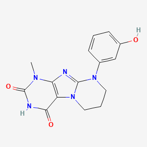 molecular formula C15H15N5O3 B2663367 9-(3-hydroxyphenyl)-1-methyl-6,7,8,9-tetrahydropyrimido[2,1-f]purine-2,4(1H,3H)-dione CAS No. 946225-98-5