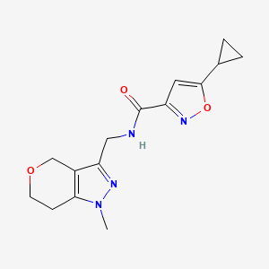 molecular formula C15H18N4O3 B2663370 5-环丙基-N-((1-甲基-1,4,6,7-四氢吡喃[4,3-c]嘧啶-3-基)甲基)异噁唑-3-羧酰胺 CAS No. 1797861-12-1