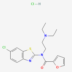 molecular formula C18H21Cl2N3O2S B2663378 N-(6-chlorobenzo[d]thiazol-2-yl)-N-(2-(diethylamino)ethyl)furan-2-carboxamide hydrochloride CAS No. 1215552-76-3
