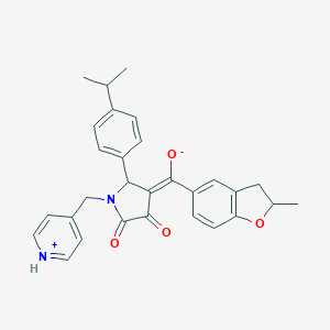 molecular formula C29H28N2O4 B266338 (E)-{4,5-dioxo-2-[4-(propan-2-yl)phenyl]-1-(pyridinium-4-ylmethyl)pyrrolidin-3-ylidene}(2-methyl-2,3-dihydro-1-benzofuran-5-yl)methanolate 