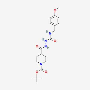 molecular formula C20H30N4O5 B2663387 Tert-butyl 4-[(2-{[(4-methoxybenzyl)amino]carbonyl}hydrazino)carbonyl]piperidine-1-carboxylate CAS No. 1984056-23-6