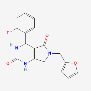 molecular formula C17H14FN3O3 B2663388 4-(2-fluorophenyl)-6-(furan-2-ylmethyl)-3,4,6,7-tetrahydro-1H-pyrrolo[3,4-d]pyrimidine-2,5-dione CAS No. 1021122-32-6