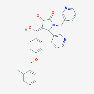 molecular formula C30H25N3O4 B266339 3-hydroxy-4-({4-[(2-methylbenzyl)oxy]phenyl}carbonyl)-5-(pyridin-3-yl)-1-(pyridin-3-ylmethyl)-1,5-dihydro-2H-pyrrol-2-one 