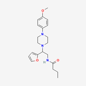 molecular formula C21H29N3O3 B2663399 N-(2-(furan-2-yl)-2-(4-(4-methoxyphenyl)piperazin-1-yl)ethyl)butyramide CAS No. 877633-84-6