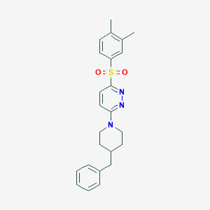 molecular formula C24H27N3O2S B2663401 3-(4-Benzylpiperidin-1-yl)-6-((3,4-dimethylphenyl)sulfonyl)pyridazine CAS No. 1359169-69-9