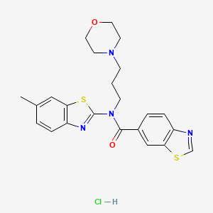 molecular formula C23H25ClN4O2S2 B2663407 N-(6-methylbenzo[d]thiazol-2-yl)-N-(3-morpholinopropyl)benzo[d]thiazole-6-carboxamide hydrochloride CAS No. 1216797-61-3
