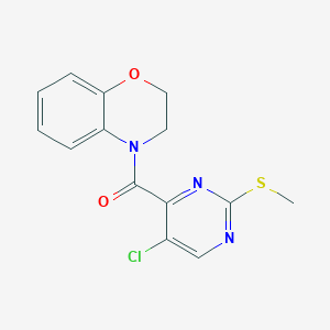 molecular formula C14H12ClN3O2S B2663415 4-[5-chloro-2-(methylsulfanyl)pyrimidine-4-carbonyl]-3,4-dihydro-2H-1,4-benzoxazine CAS No. 1119385-57-7