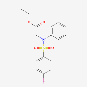 molecular formula C16H16FNO4S B2663416 Ethyl 2-{[(4-fluorophenyl)sulfonyl]anilino}acetate CAS No. 3109-55-5