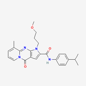 molecular formula C25H28N4O3 B2663427 1-(3-甲氧基丙基)-9-甲基-4-氧代-N-[4-(异丙基)苯基]-1,4-二氢喹啉[1,2-a]吡咯[2,3-d]嘧啶-2-甲酰胺 CAS No. 900264-58-6