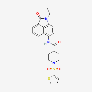 molecular formula C23H23N3O4S2 B2663438 N-(1-ethyl-2-oxo-1,2-dihydrobenzo[cd]indol-6-yl)-1-(thiophen-2-ylsulfonyl)piperidine-4-carboxamide CAS No. 923000-84-4
