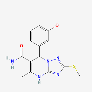 molecular formula C15H17N5O2S B2663467 7-(3-Methoxyphenyl)-5-methyl-2-(methylthio)-4,7-dihydro-[1,2,4]triazolo[1,5-a]pyrimidine-6-carboxamide CAS No. 941943-44-8