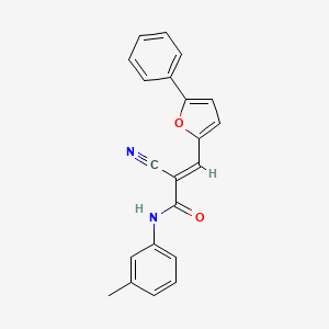 molecular formula C21H16N2O2 B2663472 (E)-2-cyano-3-(5-phenylfuran-2-yl)-N-(m-tolyl)acrylamide CAS No. 301177-15-1