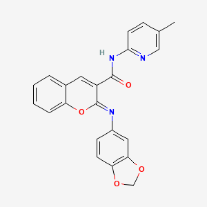 molecular formula C23H17N3O4 B2663475 (2Z)-2-(1,3-benzodioxol-5-ylimino)-N-(5-methylpyridin-2-yl)-2H-chromene-3-carboxamide CAS No. 1327176-10-2
