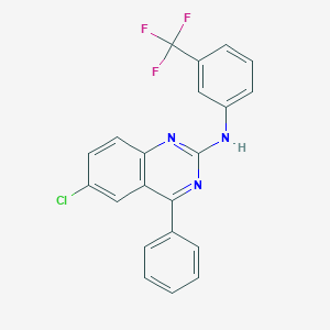 molecular formula C21H13ClF3N3 B2663476 6-chloro-4-phenyl-N-[3-(trifluoromethyl)phenyl]quinazolin-2-amine CAS No. 328540-33-6