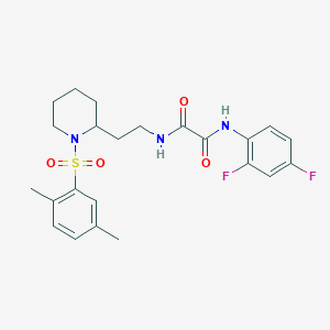 molecular formula C23H27F2N3O4S B2663494 N1-(2,4-二氟苯基)-N2-(2-(1-((2,5-二甲基苯基)磺酰)哌啶-2-基)乙基)草酰胺 CAS No. 898426-57-8