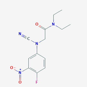 molecular formula C13H15FN4O3 B2663499 2-[cyano(4-fluoro-3-nitrophenyl)amino]-N,N-diethylacetamide CAS No. 1376258-67-1