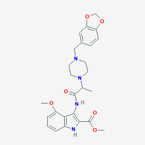 molecular formula C26H30N4O6 B266350 methyl 3-({2-[4-(1,3-benzodioxol-5-ylmethyl)-1-piperazinyl]propanoyl}amino)-4-methoxy-1H-indole-2-carboxylate 