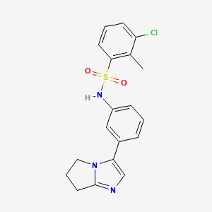 molecular formula C19H18ClN3O2S B2663506 3-chloro-N-(3-(6,7-dihydro-5H-pyrrolo[1,2-a]imidazol-3-yl)phenyl)-2-methylbenzenesulfonamide CAS No. 1797589-58-2