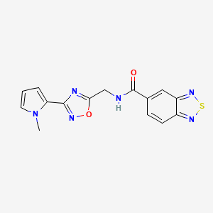 molecular formula C15H12N6O2S B2663509 N-((3-(1-methyl-1H-pyrrol-2-yl)-1,2,4-oxadiazol-5-yl)methyl)benzo[c][1,2,5]thiadiazole-5-carboxamide CAS No. 2034453-39-7