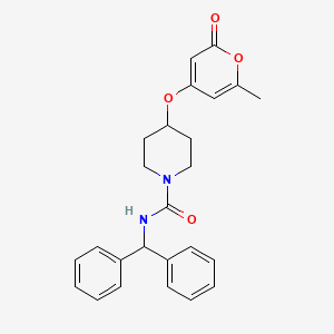 molecular formula C25H26N2O4 B2663534 N-benzhydryl-4-((6-methyl-2-oxo-2H-pyran-4-yl)oxy)piperidine-1-carboxamide CAS No. 1705504-36-4