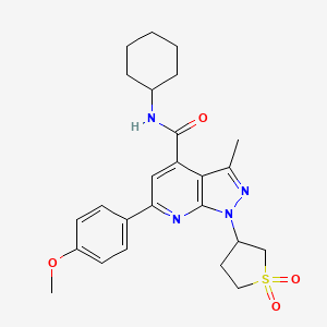 molecular formula C25H30N4O4S B2663541 N-环己基-1-(1,1-二氧代四氢噻吩-3-基)-6-(4-甲氧基苯基)-3-甲基-1H-吡唑并[3,4-b]吡啶-4-甲酰胺 CAS No. 1021250-36-1