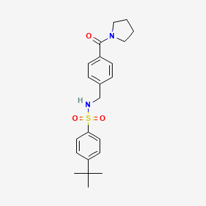 molecular formula C22H28N2O3S B2663547 4-叔丁基-N-[4-(1-吡咯啉基甲酰)苯基甲基]苯磺酰胺 CAS No. 690644-11-2