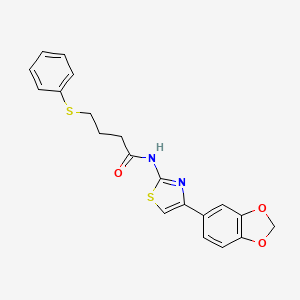 molecular formula C20H18N2O3S2 B2663549 N-(4-(benzo[d][1,3]dioxol-5-yl)thiazol-2-yl)-4-(phenylthio)butanamide CAS No. 922924-91-2