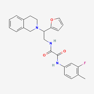 molecular formula C24H24FN3O3 B2663550 N1-(2-(3,4-二氢异喹啉-2(1H)-基)-2-(呋喃-2-基)乙基)-N2-(3-氟-4-甲基苯基)草酰胺 CAS No. 898458-89-4