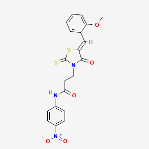 B2663551 3-[(5Z)-5-[(2-methoxyphenyl)methylidene]-4-oxo-2-sulfanylidene-1,3-thiazolidin-3-yl]-N-(4-nitrophenyl)propanamide CAS No. 681480-30-8