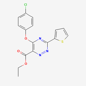 molecular formula C16H12ClN3O3S B2663557 Ethyl 5-(4-chlorophenoxy)-3-(2-thienyl)-1,2,4-triazine-6-carboxylate CAS No. 866051-70-9