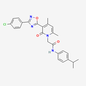 molecular formula C26H25ClN4O3 B2663564 2-(3-(3-(4-chlorophenyl)-1,2,4-oxadiazol-5-yl)-4,6-dimethyl-2-oxopyridin-1(2H)-yl)-N-(4-isopropylphenyl)acetamide CAS No. 1260744-08-8