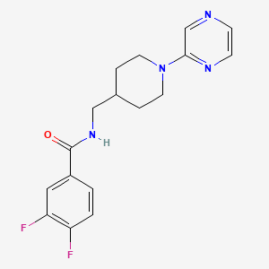 molecular formula C17H18F2N4O B2663574 3,4-二氟-N-((1-(吡嗪-2-基)哌啶-4-基)甲基)苯甲酰胺 CAS No. 1396713-06-6