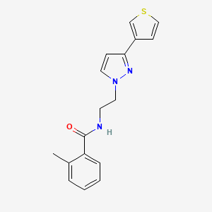 molecular formula C17H17N3OS B2663577 2-methyl-N-(2-(3-(thiophen-3-yl)-1H-pyrazol-1-yl)ethyl)benzamide CAS No. 2034586-53-1