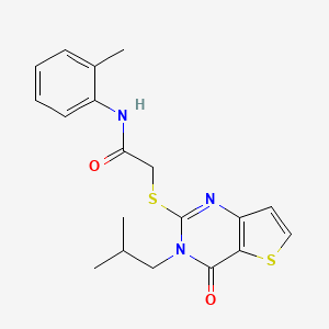 molecular formula C19H21N3O2S2 B2663623 N-(2-methylphenyl)-2-{[3-(2-methylpropyl)-4-oxo-3,4-dihydrothieno[3,2-d]pyrimidin-2-yl]sulfanyl}acetamide CAS No. 1252841-35-2