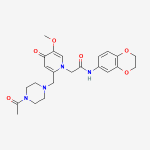 molecular formula C23H28N4O6 B2663645 2-(2-((4-乙酰哌嗪-1-基)甲基)-5-甲氧基-4-氧代吡啶-1(4H)-基)-N-(2,3-二氢苯并[b][1,4]二氧杂环己烷-6-基)乙酰胺 CAS No. 921495-36-5