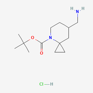 molecular formula C13H25ClN2O2 B2663646 tert-butyl 7-(aminomethyl)-4-azaspiro[2.5]octane-4-carboxylate hydrochloride CAS No. 2361643-63-0