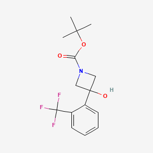 molecular formula C15H18F3NO3 B2663658 Tert-butyl 3-hydroxy-3-[2-(trifluoromethyl)phenyl]azetidine-1-carboxylate CAS No. 1609671-83-1