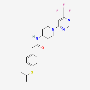 molecular formula C21H25F3N4OS B2663674 2-(4-(异丙硫基)苯基)-N-(1-(6-(三氟甲基)嘧啶-4-基)哌啪啉-4-基)乙酰胺 CAS No. 2034412-77-4