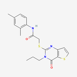 molecular formula C19H21N3O2S2 B2663679 N-(2,4-dimethylphenyl)-2-[(4-oxo-3-propyl-3,4-dihydrothieno[3,2-d]pyrimidin-2-yl)sulfanyl]acetamide CAS No. 1252822-01-7