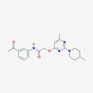 molecular formula C21H26N4O3 B2663681 N-(3-acetylphenyl)-2-{[6-methyl-2-(4-methylpiperidin-1-yl)pyrimidin-4-yl]oxy}acetamide CAS No. 1226444-07-0