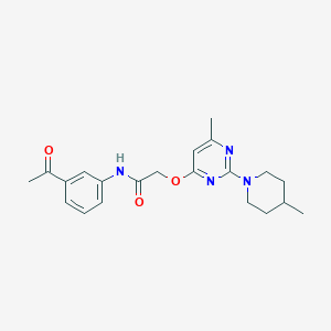 molecular formula C21H26N4O3 B2663681 N-(3-乙酰基苯基)-2-{[6-甲基-2-(4-甲基哌啪啉-1-基)嘧啶-4-基]氧基}乙酰胺 CAS No. 1226444-07-0