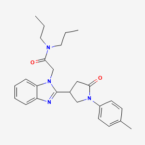 2-{2-[1-(4-methylphenyl)-5-oxopyrrolidin-3-yl]-1H-1,3-benzodiazol-1-yl}-N,N-dipropylacetamide