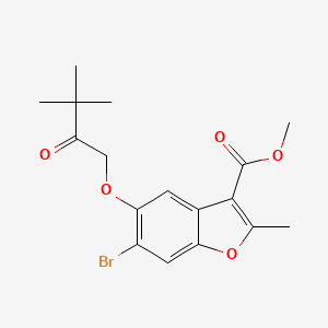 molecular formula C17H19BrO5 B2663685 Methyl 6-bromo-5-(3,3-dimethyl-2-oxobutoxy)-2-methyl-1-benzofuran-3-carboxylate CAS No. 308295-85-4