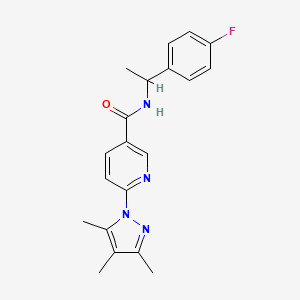 molecular formula C20H21FN4O B2663694 N-(1-(4-fluorophenyl)ethyl)-6-(3,4,5-trimethyl-1H-pyrazol-1-yl)nicotinamide CAS No. 1286702-38-2