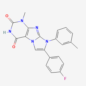 molecular formula C21H16FN5O2 B2663706 7-(4-氟苯基)-1-甲基-8-(间甲苯基)-1H-咪唑并[2,1-f]嘧啶-2,4(3H,8H)-二酮 CAS No. 919032-13-6
