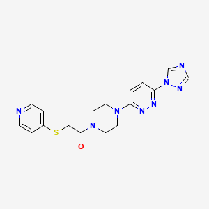 molecular formula C17H18N8OS B2663711 1-(4-(6-(1H-1,2,4-triazol-1-yl)pyridazin-3-yl)piperazin-1-yl)-2-(pyridin-4-ylthio)ethanone CAS No. 1798041-01-6