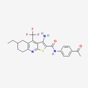 N-(4-acetylphenyl)-3-amino-6-ethyl-4-(trifluoromethyl)-5,6,7,8-tetrahydrothieno[2,3-b]quinoline-2-carboxamide