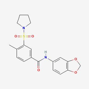 N-1,3-benzodioxol-5-yl-4-methyl-3-(1-pyrrolidinylsulfonyl)benzamide