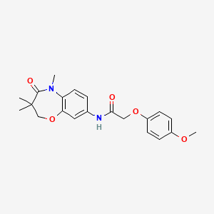 molecular formula C21H24N2O5 B2663741 2-(4-methoxyphenoxy)-N-(3,3,5-trimethyl-4-oxo-2,3,4,5-tetrahydrobenzo[b][1,4]oxazepin-8-yl)acetamide CAS No. 921868-22-6